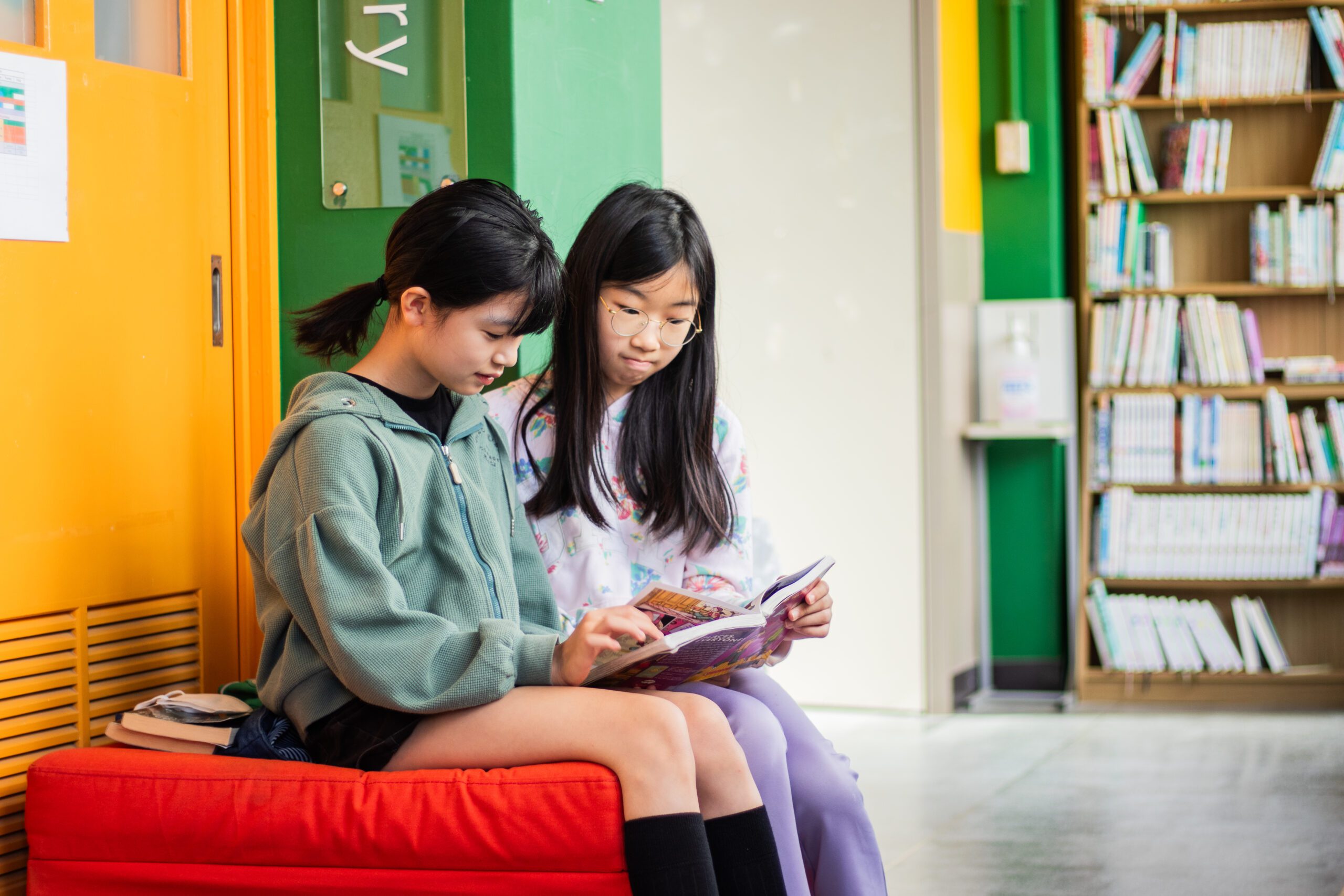 Students reading in the library